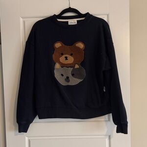 Cute Bear and Cat Crewneck- Korean Brand